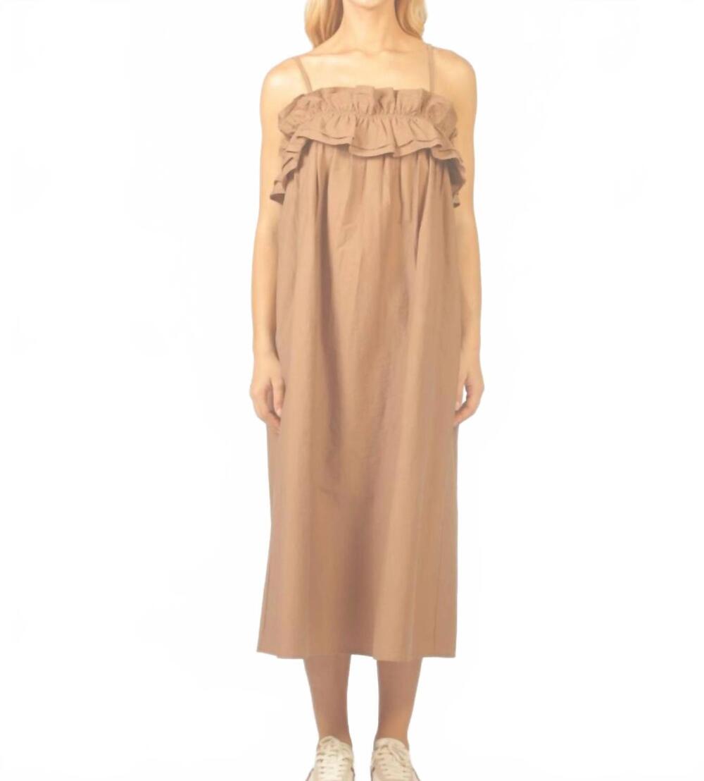 NEW SEE U SOON strappy maxi dress with ruffle bodice in brown